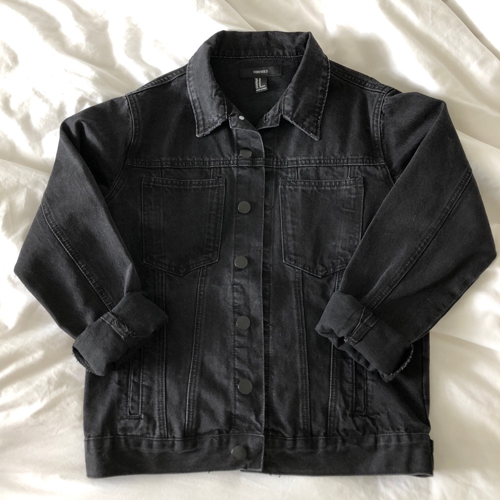 Forever 21 Oversized Black Denim Jacket